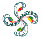 Lauburu multi-colore avec le nom lauhaizetara sur la branche horizontale